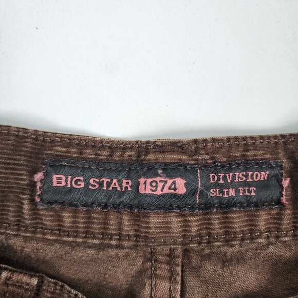BIG STAR Jeans Mens 34R Brown Division Slim Fit Corduroy (34x31) - Picture 4 of 11